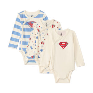 Lot de 3 bodies manches longues Superman pour bébé garçon avec ouvertures différentes selon l'âge Main Lot de 3 bodies manches longues Superman pour bébé garçon avec ouvertures différentes selon l'âge