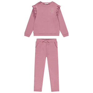 Conjunto de chándal liso de punto cortado y cosido para niña 