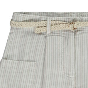 Pantalón rayado con bolsillos + cinturón trenzado para niña  Main Pantalón rayado con bolsillos + cinturón trenzado para niña