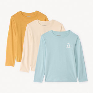 Conjunto de 3 camisetas de manga larga lisas para niño. 