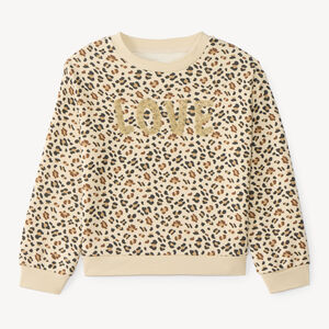 Sudadera de felpa para niña con estampado de leopardo. 