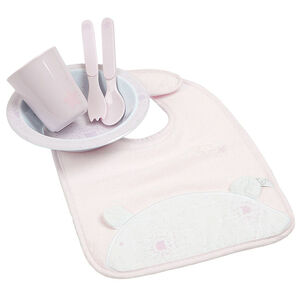 Coffret cadeau repas + bavoir - Rose cocon 