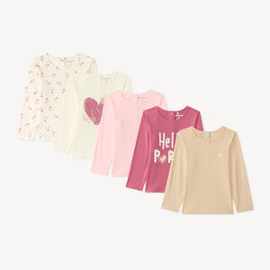 Lote de 5 camisetas de manga larga para bebé niña con estampado de fantasía 