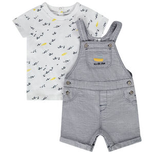 Ensemble 2 pièces avec salopette courte pour bébé garçon 