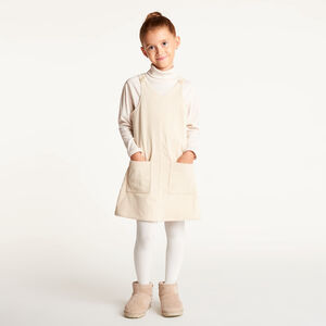 Vestido tipo peto para niña en pana acolchada 