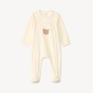 Pijama de terciopelo con parche de oso para bebé 