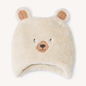 Bonnet ludique ourson en sherpa moutonné pour bébé  Main Bonnet ludique ourson en sherpa moutonné pour bébé