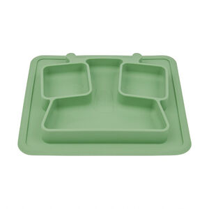 Assiette avec compartiments anti-dérapante - Vert 