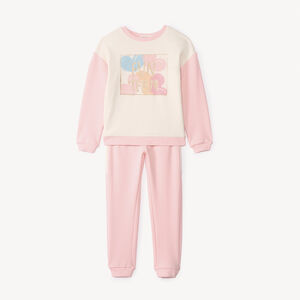 Ensemble sweat colorblock fantaisie + jogging pour fille   Main Ensemble sweat colorblock fantaisie + jogging pour fille