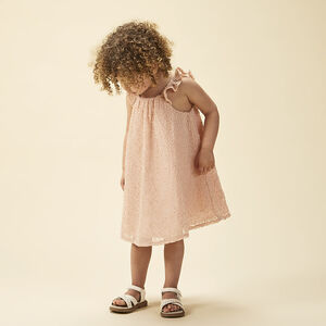 Vestido sin mangas bicolor con cordón floral para bebé niña 