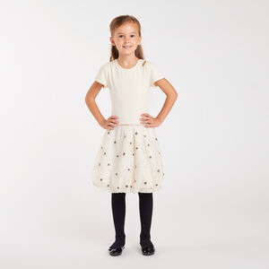 Vestido de punto de manga corta para niña 