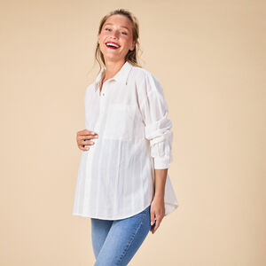 Camisa de manga larga lisa para mujer 