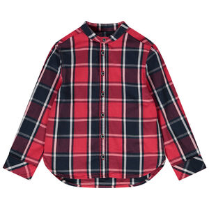 Camisa de cuadros de manga larga con cuello mao para niño 