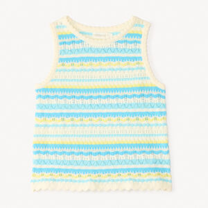 Camiseta sin mangas de punto calado con diseño para niña 