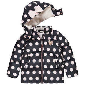 Doudoune en jersey avec doublure en sherpa imprimé pois et coeur en sequins pour fille Main Doudoune en jersey avec doublure en sherpa imprimé pois et coeur en sequins pour fille