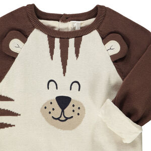 Suéter divertido en tejido de punto osito y forro en terciopelo para bebé niño 