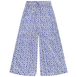 Pantalón amplio de voile estampado con cinturón anudado para niña  Main Pantalón amplio de voile estampado con cinturón anudado para niña
