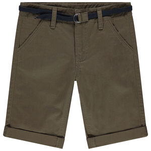 Bermudas de algodón lisas con cinturón ajustable Main Bermudas de algodón lisas con cinturón ajustable