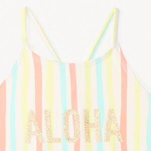 Bañador de una pieza con tirantes en la espalda y rayas para niña 