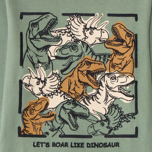 Camiseta de manga larga para niño con bordado de dinosaurios 