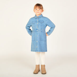 Robe manches longues en jean esprit worker pour fille  Main Robe manches longues en jean esprit worker pour fille