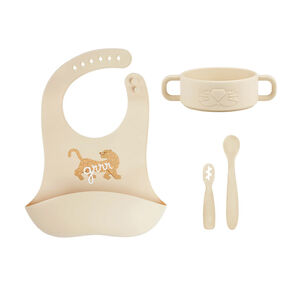 Vajilla infantil + babero Mini Roar 4M+ 