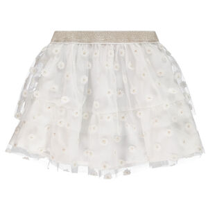 Falda de ceremonia con volantes en tul bordado para bebé niña 