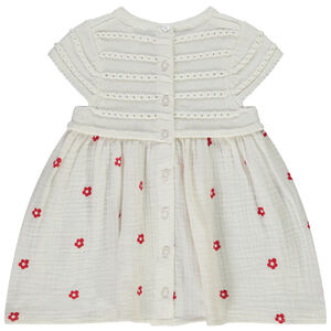 Vestido bicolor efecto 2 en 1 con estampado de flores para bebé niña 