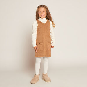 Robe sans manches doublée effet daim pour fille   Main Robe sans manches doublée effet daim pour fille