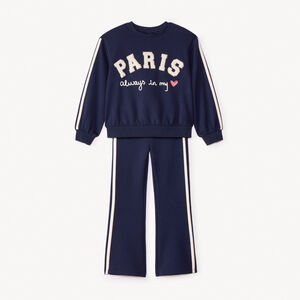 Ensemble jogging en scuba avec patchs bouclettes pour fille  Main Ensemble jogging en scuba avec patchs bouclettes pour fille