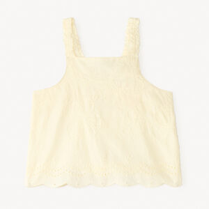 Camiseta sin mangas de gasa bordada con flores para niña 