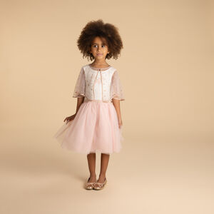 Vestido sin mangas bicolor con capa mariposa para niña  Main Vestido sin mangas bicolor con capa mariposa para niña
