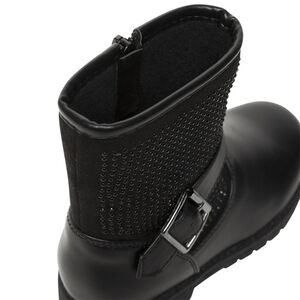 Botines negros con strass y hebilla decorativa para niña 