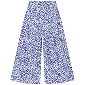 Pantalón amplio de voile estampado con cinturón anudado para niña 