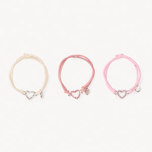Pack de 3 pulseras ajustables con colgante de corazón para niña 