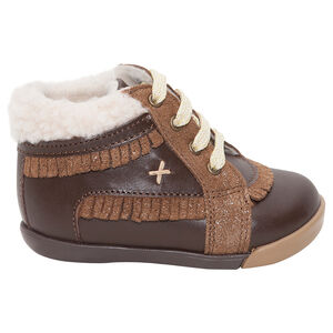 Botines de cuero forrados con flecos brillantes  