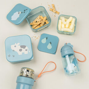 Lote de 3 cajas de almuerzo Tiny Farm azul 