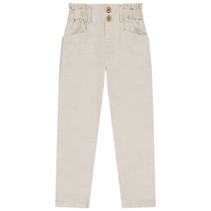Pantalón fluido paperbag con botones de coco niña 
