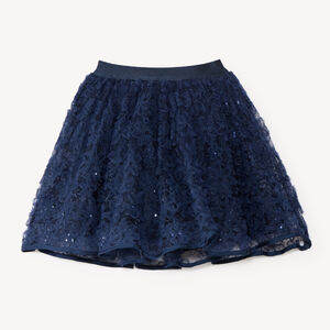 Jupe courte fille en tulle souple brodé de sequins 