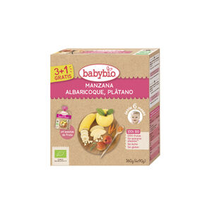 Babybio manzana albaricoque plátano bio 4x90 g  Main Babybio manzana albaricoque plátano bio 4x90 g