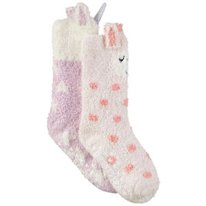 Pack de 2 pares de calcetines antideslizantes con animales para niña  Main Pack de 2 pares de calcetines antideslizantes con animales para niña