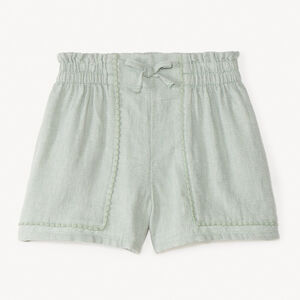 Short de tela con galón de pompones para niña 