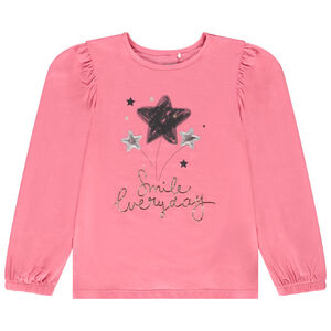 T-shirt manches longues print fantaisie et sequins pour fille Main T-shirt manches longues print fantaisie et sequins pour fille