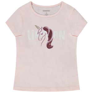 T-shirt manches courtes print en sequins magiques pour fille 