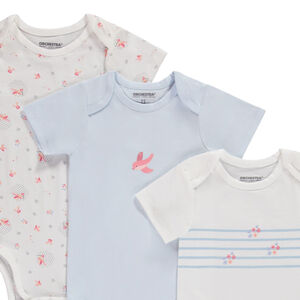 Pack de 5 bodies manga corta fantasía para bebé niña con diferentes aperturas según la edad 
