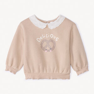 Sudadera de felpa oversize con cuello Peter Pan para niña. 