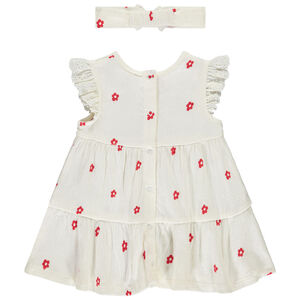 Vestido efecto arrugado + banda estampada de flores para bebé niña 