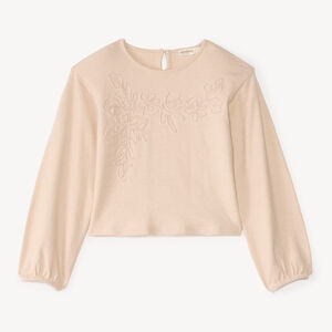 T-shirt manches longues fille broderie florale 