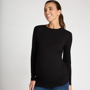 Camiseta de manga larga premamá de punto acanalado liso 