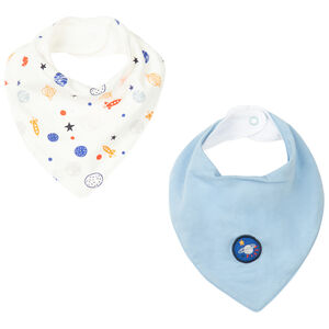Lot de 2 bavoirs bandanas motif esprit espace Main Lot de 2 bavoirs bandanas motif esprit espace